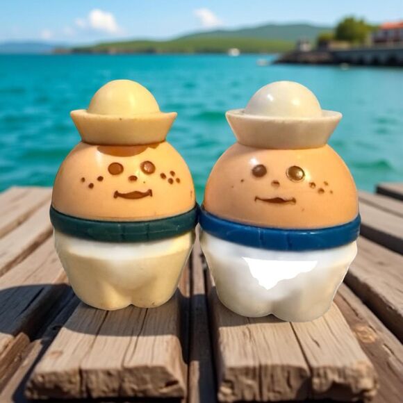 Vintage 80s Little Tikes Chunkie Toddle Tots Navy Sailor Men 2 Styles  AL - Picture 1 of 4